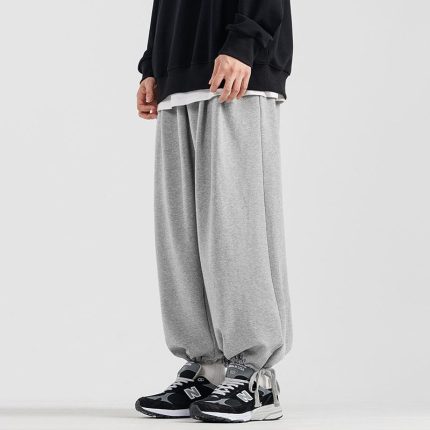 Men's Cuffed Sweatpants - Hong Kong Style Wide-Leg Lantern Joggers