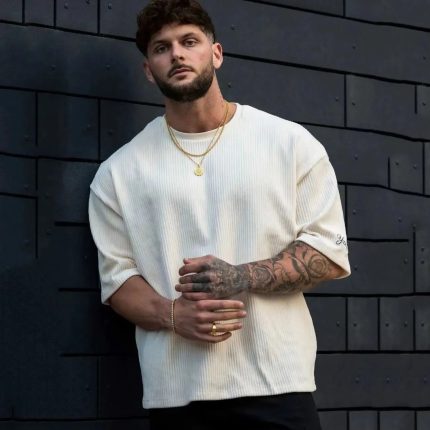 Summer Oversized Gym Short Sleeve Tee - American Style "Muscle Brother" Workout & Lifting Top